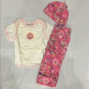 Rocawear Cream & Pink Floral 3-Piece Set
